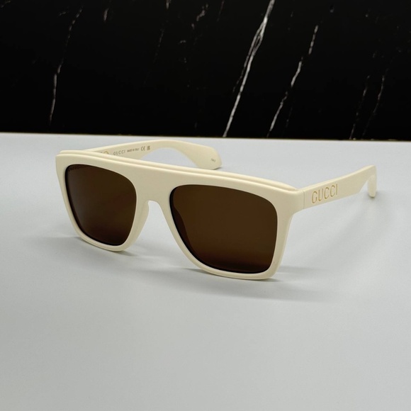 NEW GG1570S 003 GUCCI WHITE BROWN SQUARE UNISEX GUCCI SUNGLASSES - Picture 3 of 11